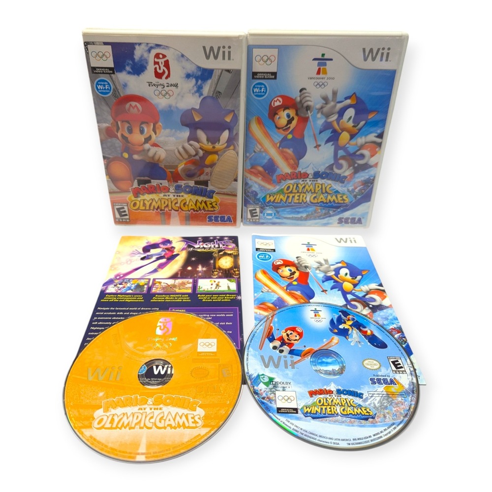 Nintendo Wii Mario & Sonic Olympic Games Bundle Beijing 2008 Vancouver 2010 SEGA